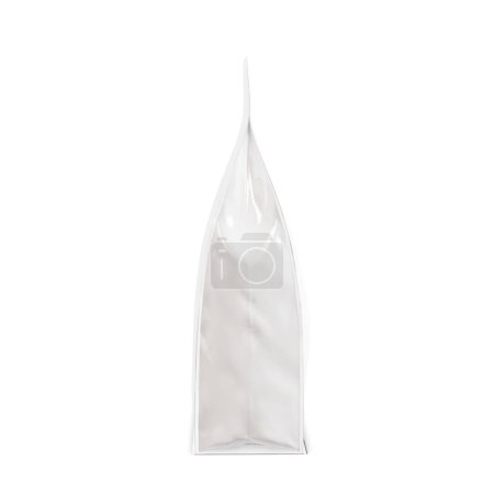 Foto de Una bolsa de comida blanca aislada sobre un fondo en blanco - Imagen libre de derechos