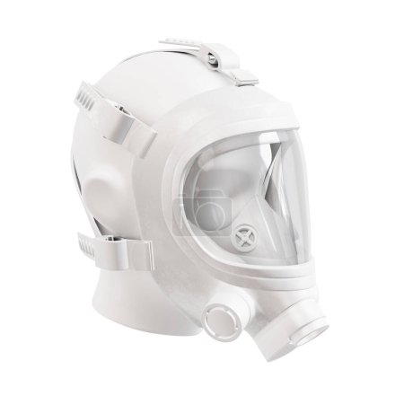 Foto de Un maniquí de cabeza con una máscara de gas aislado sobre un fondo blanco - Imagen libre de derechos