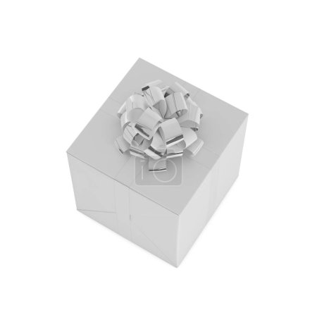 Foto de Una caja de regalo blanca aislada sobre un fondo blanco - Imagen libre de derechos