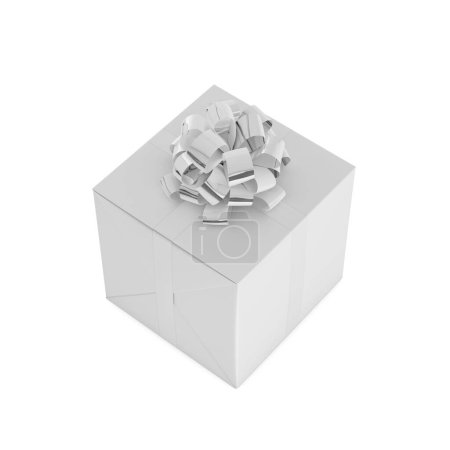 Foto de Una caja de regalo blanca aislada sobre un fondo blanco - Imagen libre de derechos