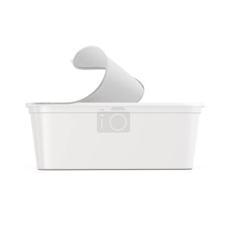 Foto de Una imagen blanca de una bañera de mantequilla medio abierta aislada sobre un fondo blanco - Imagen libre de derechos