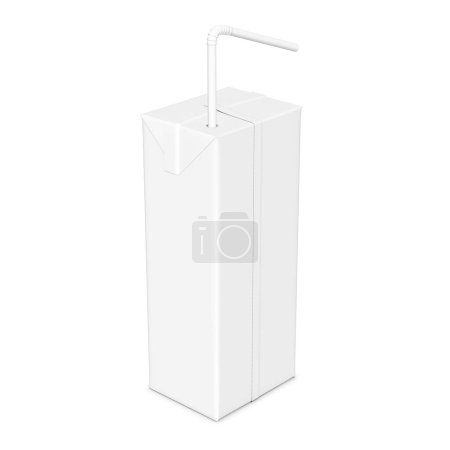Photo for A image of a white juice box with straw isolated on a blank background - Royalty Free Image