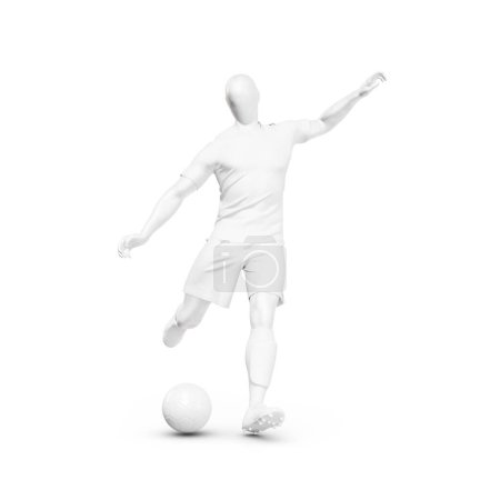 Téléchargez les photos : Une image d'un mannequin d'homme avec Kit complet de football avec ballon isolé sur un fond blanc - en image libre de droit