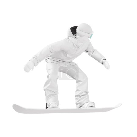 Téléchargez les photos : Une image blanche Jumping Snowboard isolée sur un fond blanc - en image libre de droit