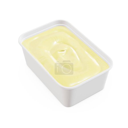 Foto de Una imagen de bañera de mantequilla abierta sobre un fondo blanco - Imagen libre de derechos