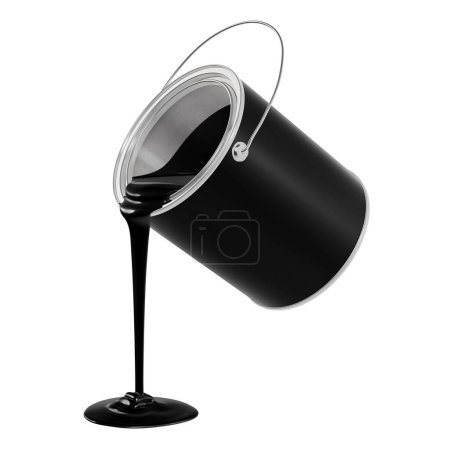 Photo for A image of a Metal Black Bucket Pouring Black Paint isolated on a white background - Royalty Free Image