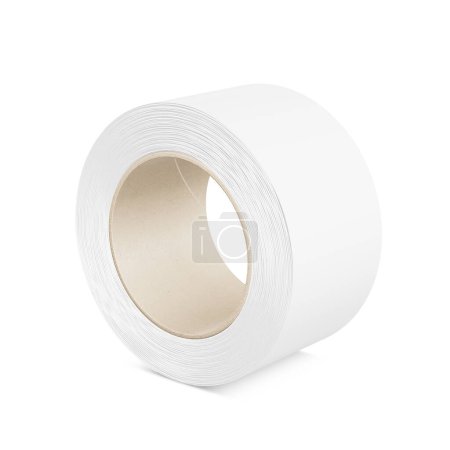 Foto de Una imagen de un rollo con pegatinas aisladas sobre un fondo blanco - Imagen libre de derechos