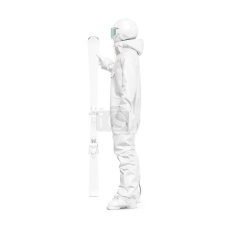 Téléchargez les photos : Un mannequin de skieur avec ciel dans un kit complet isolé sur fond blanc - en image libre de droit
