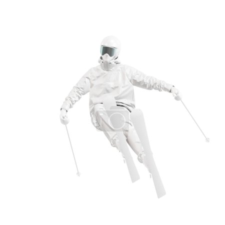 Photo for A mannequin in full ski outfit in action isolated on a white background - Royalty Free Image