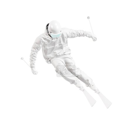 Photo for A mannequin in full ski outfit in action isolated on a white background - Royalty Free Image