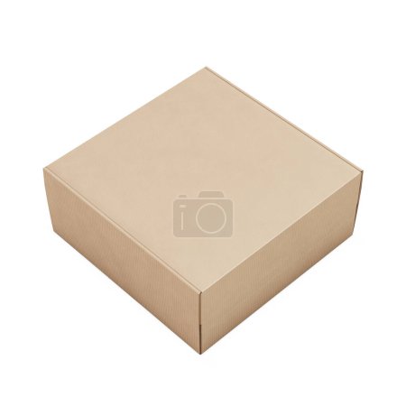 Téléchargez les photos : Une image en carton ondulé carré brun isolé sur un fond blanc - en image libre de droit