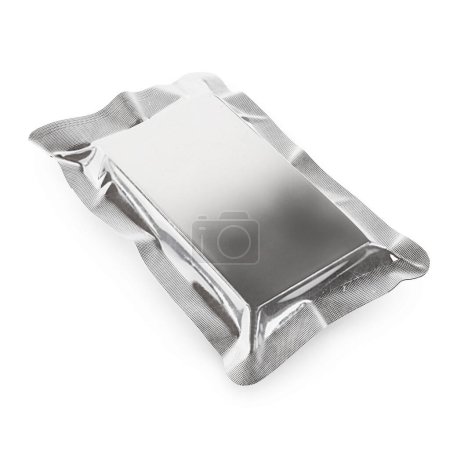 Photo for A image of a Squared Shape Metallic Pack isolated on a white background - Royalty Free Image