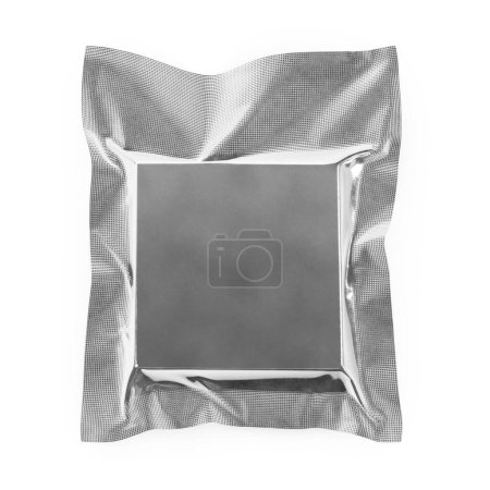 Photo for A image of a Squared Shape Metallic Pack isolated on a white background - Royalty Free Image