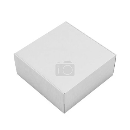 Foto de Una imagen de caja acanalada cuadrada blanca aislada sobre un fondo blanco - Imagen libre de derechos