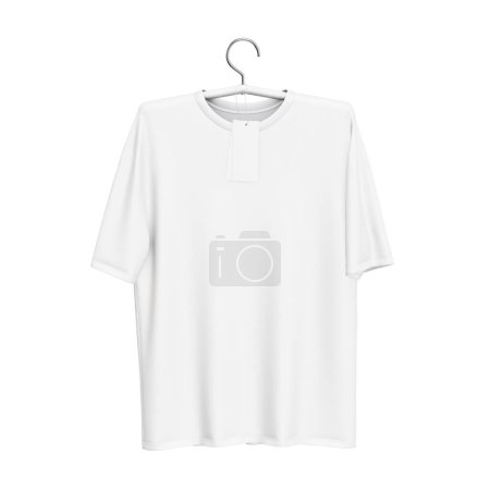 Photo for A white T-Shirt on Hanger isolated on a white background - Royalty Free Image