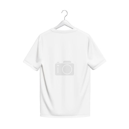 Téléchargez les photos : Un T-shirt blanc sur cintre isolé sur fond blanc - en image libre de droit