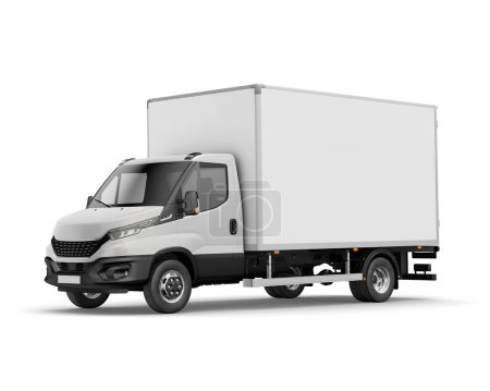 Photo for A image of a White Box Truck isolated on a white background - Royalty Free Image