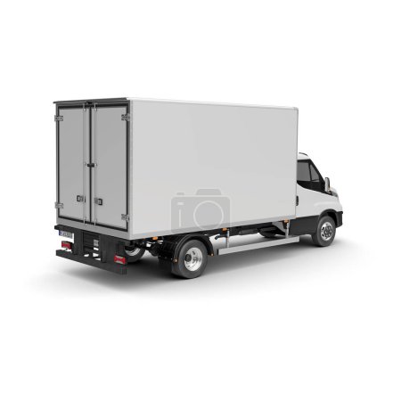 Téléchargez les photos : Une image d'un camion à boîte blanche isolé sur un fond blanc - en image libre de droit