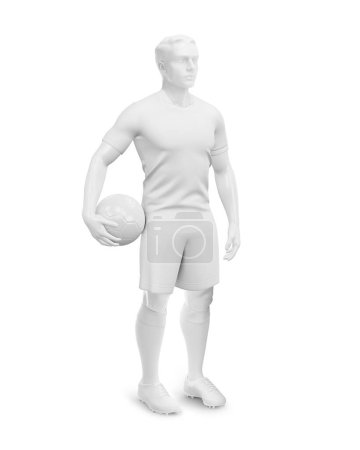 Photo for A Mens with Full Soccer uniform with Ball half side view isolated on a white background - Royalty Free Image
