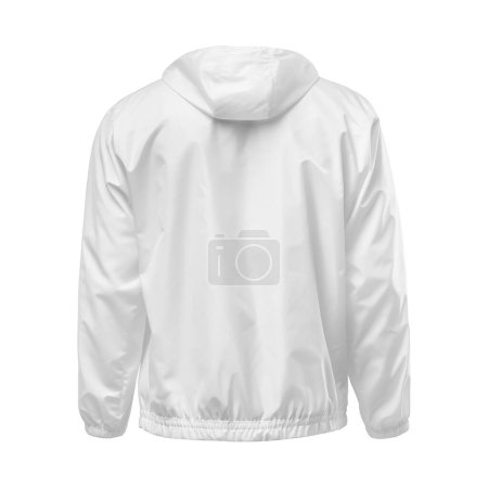 Foto de Una chaqueta blanca cortavientos - Vista posterior imagen aislada sobre un fondo blanco - Imagen libre de derechos