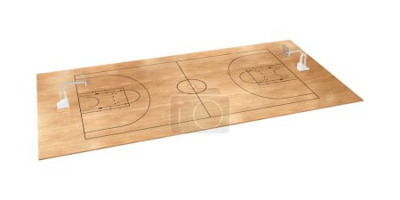 Foto de Una imagen de una cancha de baloncesto aislada sobre un fondo blanco - Imagen libre de derechos