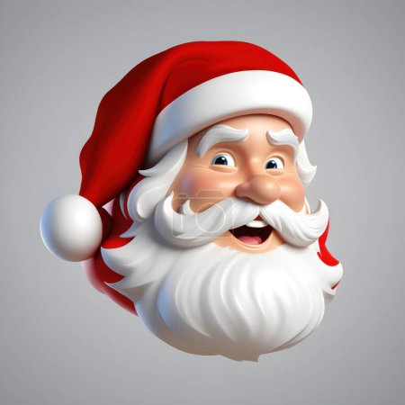 Téléchargez les photos : Une image 3D de la tête du Père Noël isolée sur un fond gris - en image libre de droit