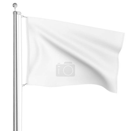 Foto de Una imagen de una bandera blanca aislada sobre un fondo blanco - Imagen libre de derechos