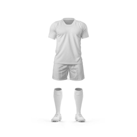 Téléchargez les photos : Une image d'un uniforme de joueur de rugby avec un col en U isolé sur un fond blanc - en image libre de droit