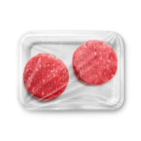 Foto de Una imagen de una bandeja de plástico de hamburguesa blanca aislada sobre un fondo blanco - Imagen libre de derechos