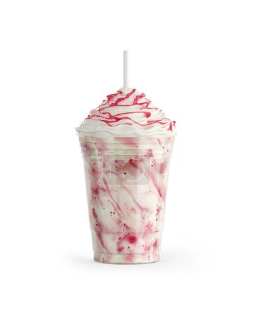 Foto de Una imagen de un café helado de fresa aislado sobre un fondo blanco - Imagen libre de derechos