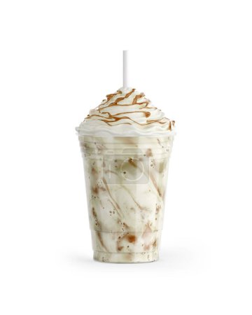 Téléchargez les photos : Une image d'un café glacé au caramel isolé sur un fond blanc - en image libre de droit