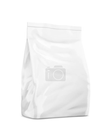 Foto de Una imagen de una bolsa de comida blanca aislada sobre un fondo blanco - Imagen libre de derechos