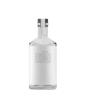 Foto de Una imagen de una maqueta de una botella de ginebra aislada sobre un fondo blanco - Imagen libre de derechos
