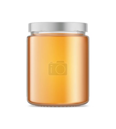 Foto de Una imagen de un tarro de miel sin etiqueta aislada sobre un fondo blanco - Imagen libre de derechos