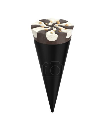 Foto de Una imagen de una etiqueta negra de cono de helado aislada sobre un fondo blanco - Imagen libre de derechos