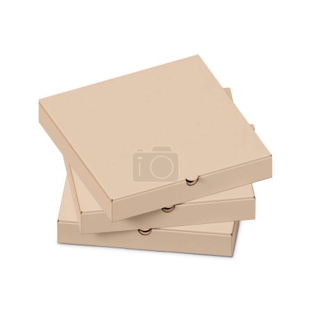 Téléchargez les photos : Une image de trois boîtes à pizza isolées sur un fond blanc - en image libre de droit
