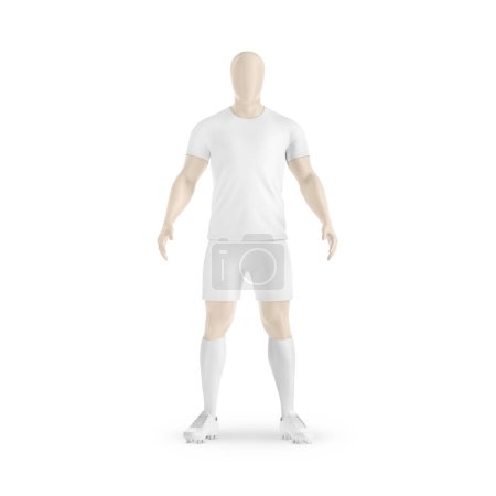 Foto de Una imagen de un uniforme de fútbol con vista frontal maniquí aislado sobre un fondo blanco - Imagen libre de derechos
