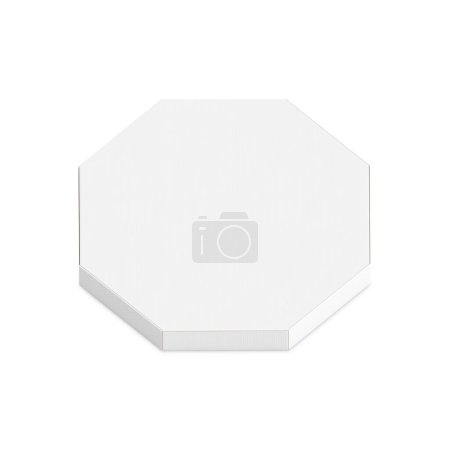 Téléchargez les photos : Une image d'une boîte à pizza blanche isolée sur un fond blanc - en image libre de droit