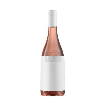 Téléchargez les photos : Une image d'une bouteille de vin de rose blanche avec étiquette isolée sur un fond blanc - en image libre de droit