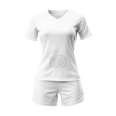 Téléchargez les photos : Une image d'un uniforme de volleyball féminin blanc isolé sur un fond blanc - en image libre de droit