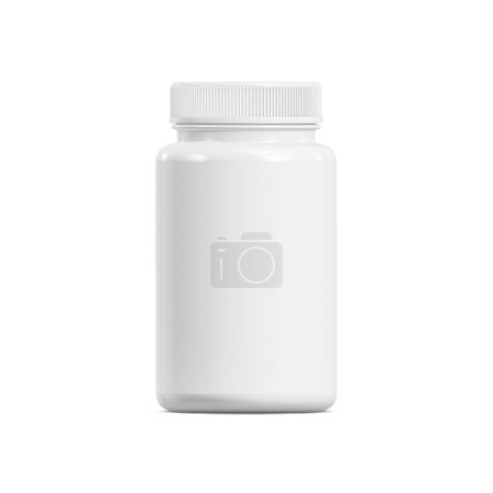 Téléchargez les photos : Une image de pilules de bouteille blanche isolée sur un fond blanc - en image libre de droit