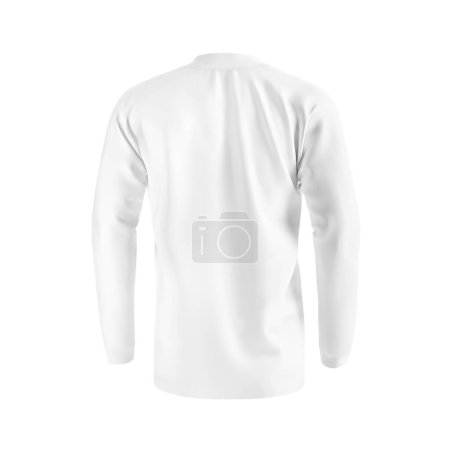 Téléchargez les photos : Une image d'une chemise de pêche blanche Mockup - Col zippé - Vue de dos isolé sur un fond blanc - en image libre de droit