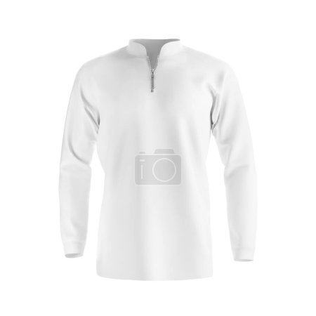 Téléchargez les photos : Une image d'une chemise de pêche blanche - Col zippé isolé sur un fond blanc - en image libre de droit