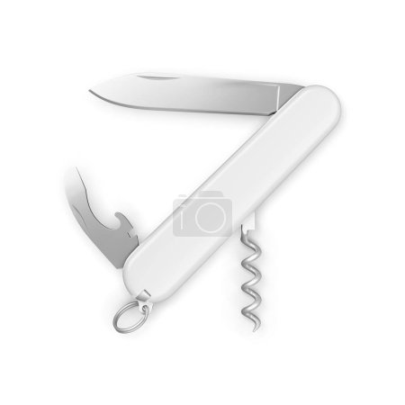 Téléchargez les photos : Une image Couteau de poche blanc isolé sur un fond blanc - en image libre de droit