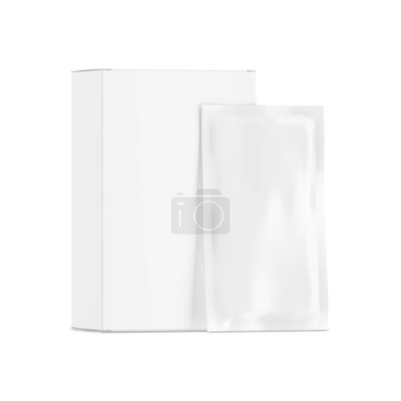 Photo for An image White Sachet with Box isolated on a white background - Royalty Free Image