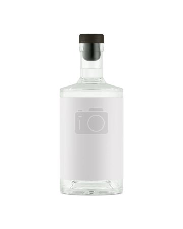 Photo for An image of a glass bottle with label isolated on a white background - Royalty Free Image