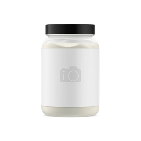 Photo for An image of a Protein Jar with a Black lid isolated on a white background - Royalty Free Image