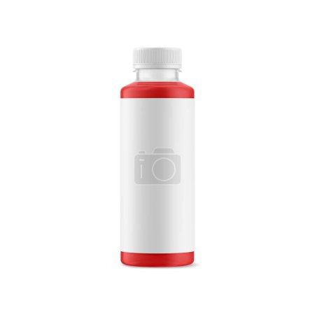 Téléchargez les photos : Une image d'une bouteille de jus rouge isolée sur un fond blanc - en image libre de droit