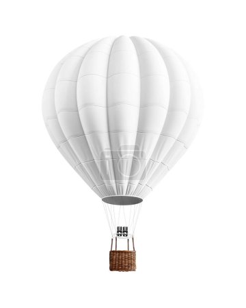 Téléchargez les photos : Une image d'une montgolfière blanche isolée sur un fond blanc - en image libre de droit