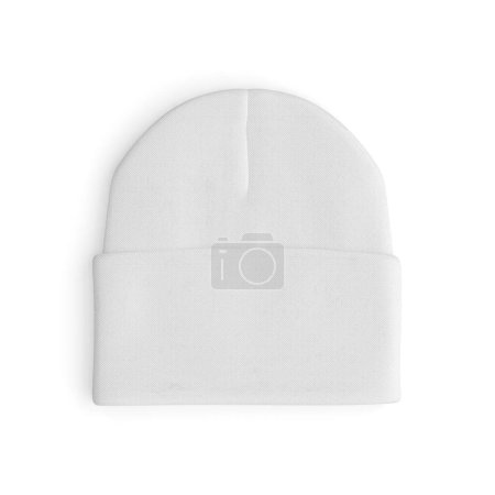 Téléchargez les photos : Une image d'un chapeau d'hiver blanc isolé sur un fond blanc - en image libre de droit